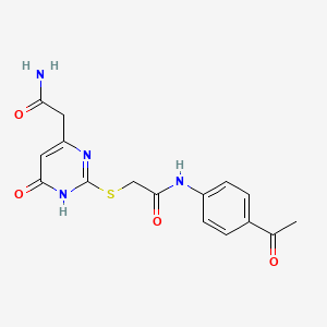 molecular formula C16H16N4O4S B2835258 N-(4-acetylphenyl)-2-((4-(2-amino-2-oxoethyl)-6-oxo-1,6-dihydropyrimidin-2-yl)thio)acetamide CAS No. 1105217-28-4