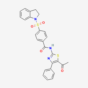 molecular formula C26H21N3O4S2 B2835275 N-(5-acetyl-4-phenyl-1,3-thiazol-2-yl)-4-(2,3-dihydro-1H-indole-1-sulfonyl)benzamide CAS No. 394228-58-1