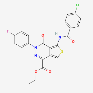 molecular formula C22H15ClFN3O4S B2835291 ethyl 5-(4-chlorobenzamido)-3-(4-fluorophenyl)-4-oxo-3H,4H-thieno[3,4-d]pyridazine-1-carboxylate CAS No. 851949-31-0