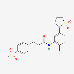 molecular formula C20H24N2O5S2 B2835297 N-(5-(1,1-dioxidoisothiazolidin-2-yl)-2-methylphenyl)-3-(4-(methylsulfonyl)phenyl)propanamide CAS No. 2034356-00-6