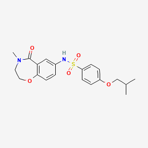 molecular formula C20H24N2O5S B2835346 4-isobutoxy-N-(4-methyl-5-oxo-2,3,4,5-tetrahydrobenzo[f][1,4]oxazepin-7-yl)benzenesulfonamide CAS No. 922007-32-7