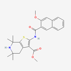 molecular formula C25H28N2O4S B2835350 methyl 2-(3-methoxynaphthalene-2-amido)-5,5,7,7-tetramethyl-4H,5H,6H,7H-thieno[2,3-c]pyridine-3-carboxylate CAS No. 887901-21-5