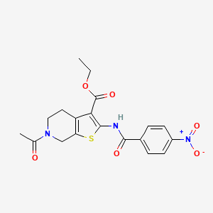 molecular formula C19H19N3O6S B2835352 Ethyl 6-acetyl-2-(4-nitrobenzamido)-4,5,6,7-tetrahydrothieno[2,3-c]pyridine-3-carboxylate CAS No. 921067-85-8