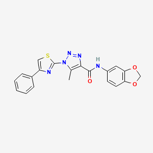 molecular formula C20H15N5O3S B2835384 N-(2H-1,3-benzodioxol-5-yl)-5-methyl-1-(4-phenyl-1,3-thiazol-2-yl)-1H-1,2,3-triazole-4-carboxamide CAS No. 1251710-29-8