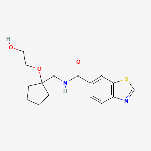 molecular formula C16H20N2O3S B2835396 N-((1-(2-hydroxyethoxy)cyclopentyl)methyl)benzo[d]thiazole-6-carboxamide CAS No. 2195951-41-6