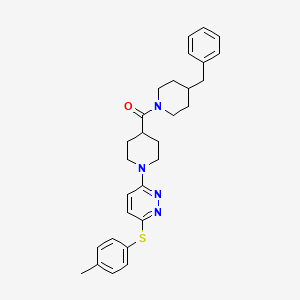molecular formula C29H34N4OS B2835405 3-[4-(4-benzylpiperidine-1-carbonyl)piperidin-1-yl]-6-[(4-methylphenyl)sulfanyl]pyridazine CAS No. 1185090-20-3