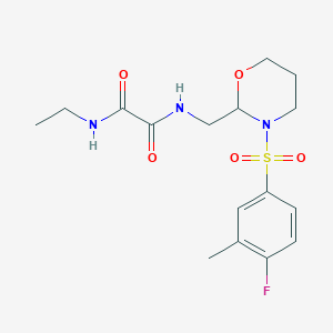 molecular formula C16H22FN3O5S B2835418 N-ethyl-N'-{[3-(4-fluoro-3-methylbenzenesulfonyl)-1,3-oxazinan-2-yl]methyl}ethanediamide CAS No. 872725-01-4