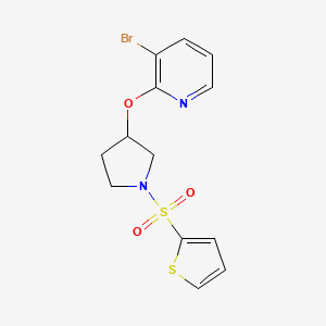 molecular formula C13H13BrN2O3S2 B2835423 3-Bromo-2-((1-(thiophen-2-ylsulfonyl)pyrrolidin-3-yl)oxy)pyridine CAS No. 1903039-75-7