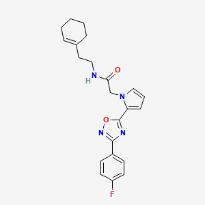 molecular formula C22H23FN4O2 B2835435 N-[2-(cyclohex-1-en-1-yl)ethyl]-2-{2-[3-(4-fluorophenyl)-1,2,4-oxadiazol-5-yl]-1H-pyrrol-1-yl}acetamide CAS No. 1260623-63-9