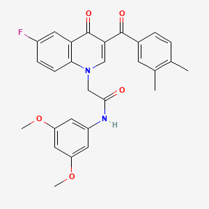 molecular formula C28H25FN2O5 B2835437 N-(3,5-dimethoxyphenyl)-2-[3-(3,4-dimethylbenzoyl)-6-fluoro-4-oxo-1,4-dihydroquinolin-1-yl]acetamide CAS No. 866340-08-1