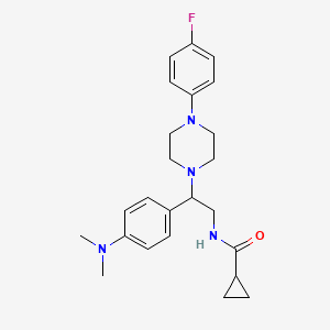 molecular formula C24H31FN4O B2835470 N-{2-[4-(dimethylamino)phenyl]-2-[4-(4-fluorophenyl)piperazin-1-yl]ethyl}cyclopropanecarboxamide CAS No. 946365-22-6