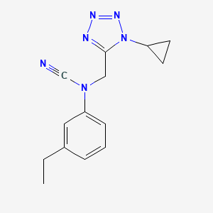 molecular formula C14H16N6 B2835483 N-cyano-N-[(1-cyclopropyl-1H-1,2,3,4-tetrazol-5-yl)methyl]-3-ethylaniline CAS No. 1444689-90-0