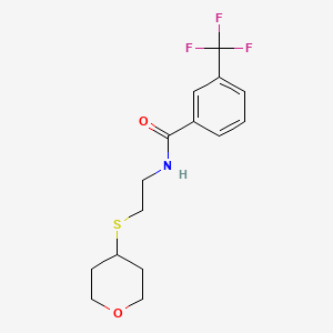 molecular formula C15H18F3NO2S B2835491 N-[2-(oxan-4-ylsulfanyl)ethyl]-3-(trifluoromethyl)benzamide CAS No. 2034446-33-6