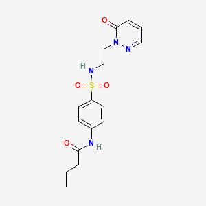 molecular formula C16H20N4O4S B2835497 N-(4-(N-(2-(6-oxopyridazin-1(6H)-yl)ethyl)sulfamoyl)phenyl)butyramide CAS No. 1021206-63-2