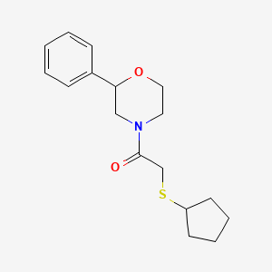 molecular formula C17H23NO2S B2835501 2-(Cyclopentylthio)-1-(2-phenylmorpholino)ethanone CAS No. 1448131-11-0