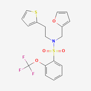 molecular formula C18H16F3NO4S2 B2835513 N-(furan-2-ylmethyl)-N-(2-(thiophen-2-yl)ethyl)-2-(trifluoromethoxy)benzenesulfonamide CAS No. 1797074-25-9