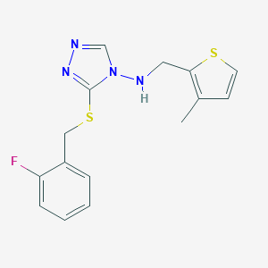 molecular formula C15H15FN4S2 B283554 N-{3-[(2-fluorobenzyl)thio]-4H-1,2,4-triazol-4-yl}-N-[(3-methyl-2-thienyl)methyl]amine 