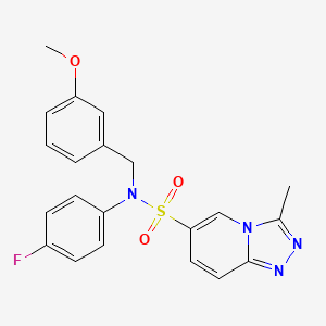 molecular formula C21H19FN4O3S B2835543 N-(4-fluorophenyl)-N-[(3-methoxyphenyl)methyl]-3-methyl-[1,2,4]triazolo[4,3-a]pyridine-6-sulfonamide CAS No. 1251661-45-6
