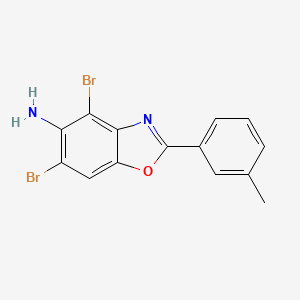 molecular formula C14H10Br2N2O B2835595 4,6-Dibromo-2-(3-methylphenyl)-1,3-benzoxazol-5-amine CAS No. 577983-57-4