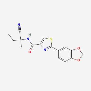 molecular formula C16H15N3O3S B2835603 2-(2H-1,3-benzodioxol-5-yl)-N-(1-cyano-1-methylpropyl)-1,3-thiazole-4-carboxamide CAS No. 1333735-86-6