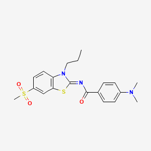 molecular formula C20H23N3O3S2 B2835607 4-(dimethylamino)-N-(6-methylsulfonyl-3-propyl-1,3-benzothiazol-2-ylidene)benzamide CAS No. 898351-90-1