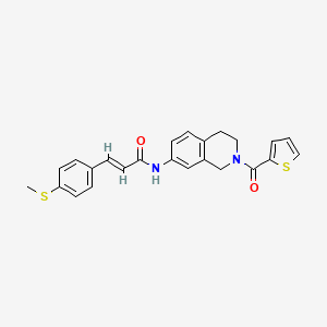 molecular formula C24H22N2O2S2 B2835612 (2E)-3-[4-(methylsulfanyl)phenyl]-N-[2-(thiophene-2-carbonyl)-1,2,3,4-tetrahydroisoquinolin-7-yl]prop-2-enamide CAS No. 1448139-23-8