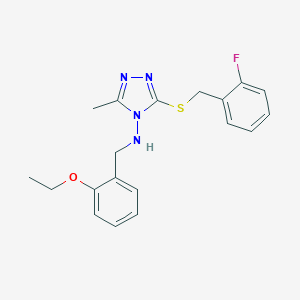 molecular formula C19H21FN4OS B283563 N-(2-ethoxybenzyl)-N-{3-[(2-fluorobenzyl)sulfanyl]-5-methyl-4H-1,2,4-triazol-4-yl}amine 
