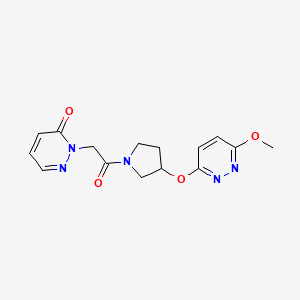 molecular formula C15H17N5O4 B2835642 2-(2-(3-((6-methoxypyridazin-3-yl)oxy)pyrrolidin-1-yl)-2-oxoethyl)pyridazin-3(2H)-one CAS No. 2034436-00-3