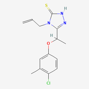 molecular formula C14H16ClN3OS B2835645 4-allyl-5-[1-(4-chloro-3-methylphenoxy)ethyl]-4H-1,2,4-triazole-3-thiol CAS No. 861414-04-2