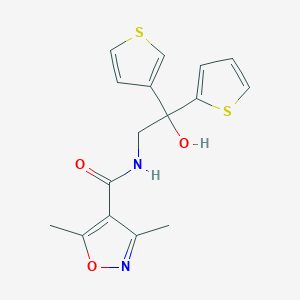 molecular formula C16H16N2O3S2 B2835647 N-(2-hydroxy-2-(thiophen-2-yl)-2-(thiophen-3-yl)ethyl)-3,5-dimethylisoxazole-4-carboxamide CAS No. 2034237-61-9