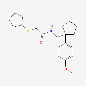 B2835648 2-(cyclopentylthio)-N-((1-(4-methoxyphenyl)cyclopentyl)methyl)acetamide CAS No. 1331280-48-8