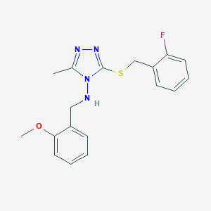 molecular formula C18H19FN4OS B283565 N-{3-[(2-fluorobenzyl)thio]-5-methyl-4H-1,2,4-triazol-4-yl}-N-(2-methoxybenzyl)amine 