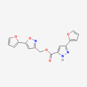 molecular formula C16H11N3O5 B2835655 (5-(furan-2-yl)isoxazol-3-yl)methyl 3-(furan-2-yl)-1H-pyrazole-5-carboxylate CAS No. 1298024-26-6