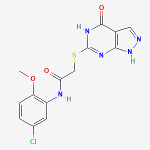 molecular formula C14H12ClN5O3S B2835656 N-(5-chloro-2-methoxyphenyl)-2-((4-oxo-4,5-dihydro-1H-pyrazolo[3,4-d]pyrimidin-6-yl)thio)acetamide CAS No. 877630-68-7