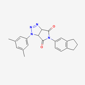molecular formula C21H20N4O2 B2835686 5-(2,3-dihydro-1H-inden-5-yl)-1-(3,5-dimethylphenyl)-1H,3aH,4H,5H,6H,6aH-pyrrolo[3,4-d][1,2,3]triazole-4,6-dione CAS No. 1170443-47-6