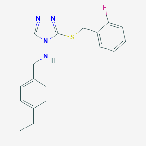 molecular formula C18H19FN4S B283570 N-(4-ethylbenzyl)-N-{3-[(2-fluorobenzyl)thio]-4H-1,2,4-triazol-4-yl}amine 
