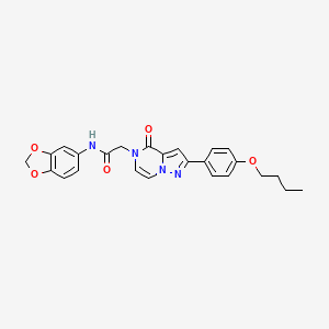 molecular formula C25H24N4O5 B2835706 N-(2H-1,3-benzodioxol-5-yl)-2-[2-(4-butoxyphenyl)-4-oxo-4H,5H-pyrazolo[1,5-a]pyrazin-5-yl]acetamide CAS No. 941977-38-4