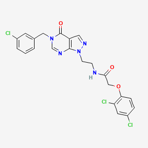 molecular formula C22H18Cl3N5O3 B2835776 N-(2-(5-(3-chlorobenzyl)-4-oxo-4,5-dihydro-1H-pyrazolo[3,4-d]pyrimidin-1-yl)ethyl)-2-(2,4-dichlorophenoxy)acetamide CAS No. 921889-26-1