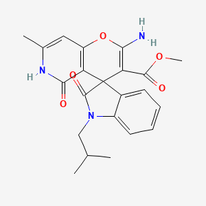 molecular formula C22H23N3O5 B2835788 Methyl 2'-amino-7'-methyl-1-(2-methylpropyl)-2,5'-dioxo-1,2,5',6'-tetrahydrospiro[indole-3,4'-pyrano[3,2-c]pyridine]-3'-carboxylate CAS No. 879624-03-0