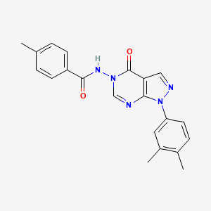 molecular formula C21H19N5O2 B2835827 N-(1-(3,4-dimethylphenyl)-4-oxo-1H-pyrazolo[3,4-d]pyrimidin-5(4H)-yl)-4-methylbenzamide CAS No. 919752-59-3