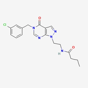 molecular formula C18H20ClN5O2 B2835831 N-(2-(5-(3-chlorobenzyl)-4-oxo-4,5-dihydro-1H-pyrazolo[3,4-d]pyrimidin-1-yl)ethyl)butyramide CAS No. 921888-86-0