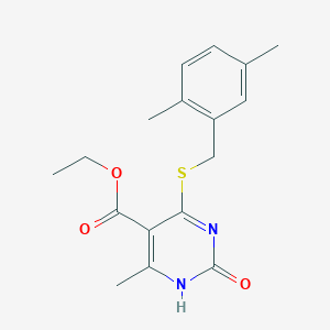 molecular formula C17H20N2O3S B2835850 ethyl 4-{[(2,5-dimethylphenyl)methyl]sulfanyl}-6-methyl-2-oxo-1,2-dihydropyrimidine-5-carboxylate CAS No. 900002-53-1