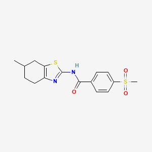 molecular formula C16H18N2O3S2 B2835902 N-(6-methyl-4,5,6,7-tetrahydrobenzo[d]thiazol-2-yl)-4-(methylsulfonyl)benzamide CAS No. 896337-09-0