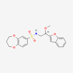 molecular formula C20H21NO6S B2835906 N-(2-(benzofuran-2-yl)-2-methoxyethyl)-3,4-dihydro-2H-benzo[b][1,4]dioxepine-7-sulfonamide CAS No. 2034421-64-0