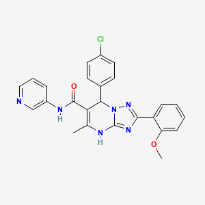 molecular formula C25H21ClN6O2 B2835916 7-(4-chlorophenyl)-2-(2-methoxyphenyl)-5-methyl-N-(pyridin-3-yl)-4,7-dihydro-[1,2,4]triazolo[1,5-a]pyrimidine-6-carboxamide CAS No. 539798-26-0