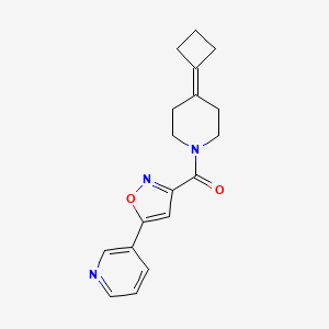 molecular formula C18H19N3O2 B2835928 3-[3-(4-Cyclobutylidenepiperidine-1-carbonyl)-1,2-oxazol-5-yl]pyridine CAS No. 2309554-16-1