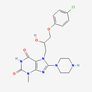 7-(3-(4-chlorophenoxy)-2-hydroxypropyl)-3-methyl-8-(piperazin-1-yl)-1H-purine-2,6(3H,7H)-dione