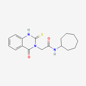molecular formula C17H21N3O2S B2835959 N-cycloheptyl-2-(4-oxo-2-sulfanylidene-1,2,3,4-tetrahydroquinazolin-3-yl)acetamide CAS No. 422527-56-8