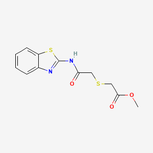 molecular formula C12H12N2O3S2 B2835961 Methyl 2-((2-(benzo[d]thiazol-2-ylamino)-2-oxoethyl)thio)acetate CAS No. 403836-16-8