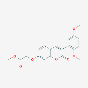 molecular formula C21H20O7 B2835963 methyl 2-{[3-(2,5-dimethoxyphenyl)-4-methyl-2-oxo-2H-chromen-7-yl]oxy}acetate CAS No. 864760-56-5